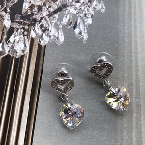 Swarovski Crystal Earrings - Double Hearts